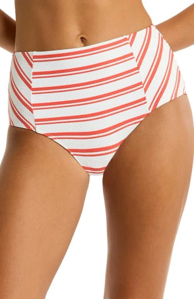 Sea Level Biarritz Panelled High Waist Bikini Bottoms In Flame