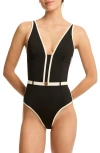 Sea Level Bound Belted One-piece Swimsuit In Black