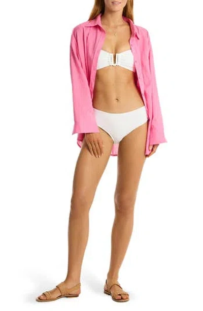 Sea Level Breeze Beach Cover-up Shirt In Pink