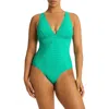 Sea Level Capri Panel Line Multifit One-piece Swimsuit In Evergreen