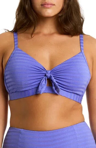 Sea Level Capri Tie Front Dd- & E-cup Bikini Top In Blue