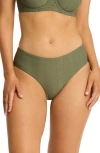 Sea Level Caracus Mid Rise Bikini Bottoms In Green