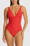 Sea Level Caracus Textured One-piece Swimsuit In Red