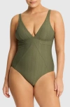 Sea Level Caracus Textured One-piece Swimsuit In Green