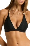 Sea Level Caracus Triangle Halter Bikini Top In Black