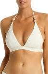 Sea Level Caracus Triangle Halter Bikini Top In Coconut