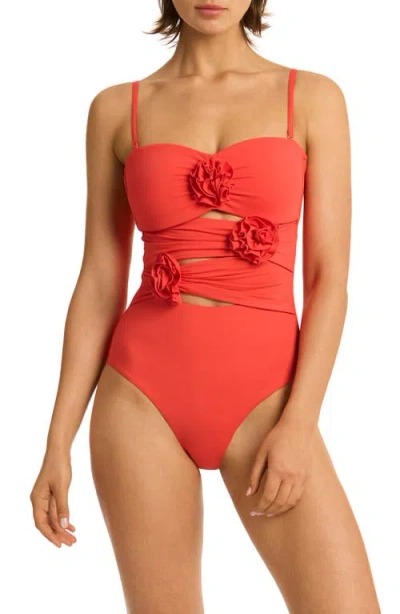 Sea Level Casa Del Mar Cutout One-piece Swimsuit In Red
