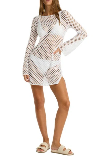 Sea Level Castaway Reversible Mesh Cover-up Dress In White