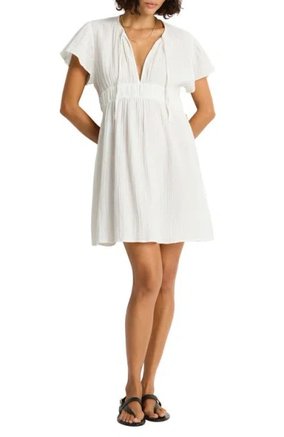 Sea Level Cotton Cover-up Dress In White