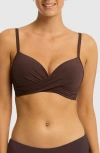 Sea Level Cross Front D- & Dd-cup Molded Underwire Bikini Top In Brown