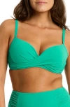 Sea Level Cross Front D- & Dd-cup Molded Underwire Bikini Top In Evergreen