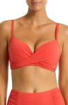 Sea Level Cross Front D- & Dd-cup Molded Underwire Bikini Top In Flame