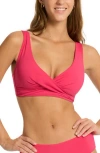 Sea Level Cross Front Multifit Bikini Top In Pink