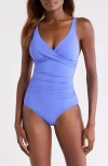 Sea Level Cross Front One-piece Swimsuit In Blue