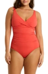 Sea Level Cross Front One-piece Swimsuit In Flame