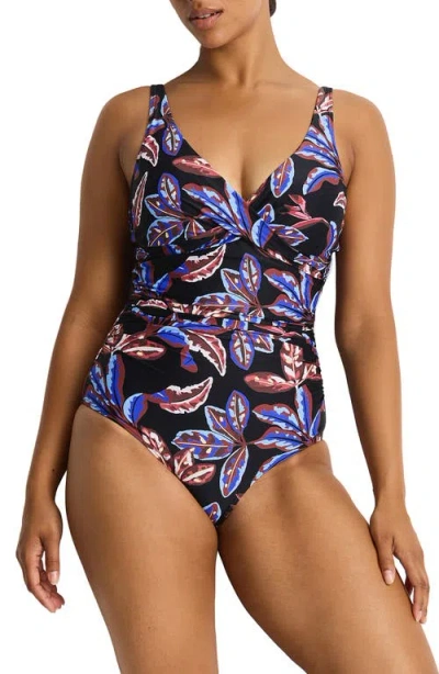 Sea Level Cross Front One-piece Swimsuit In Blue