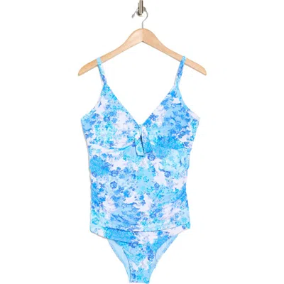 Sea Level Daiseyfield Tie Front One-piece Swimsuit In Blue