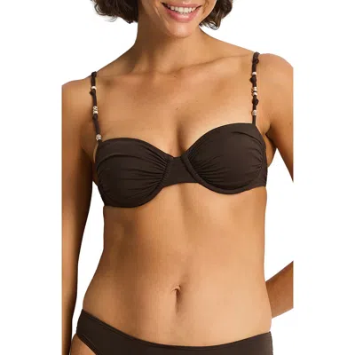 Sea Level De Luxe Ruched Underwire Bikini Top In Black