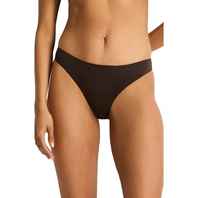 Sea Level De Luxe Sporty Mid Rise Swim Briefs In Brown