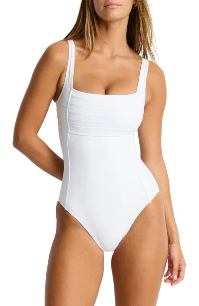 Sea Level De Luxe Square Neck One-piece Swimsuit In White