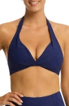 Sea Level De Soleil Twist Front Multifit Bikini Top In French Navy