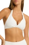 Sea Level De Soleil Twist Front Multifit Bikini Top In White