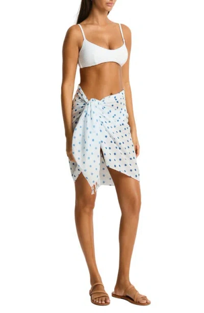 Sea Level Dottie Cotton Cover-up Sarong In Blue