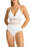 SEA LEVEL SEA LEVEL DRIFT LONGLINE HALTER ONE-PIECE SWIMSUIT