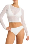 Sea Level Drift Mesh Cover-up Crop Top In White