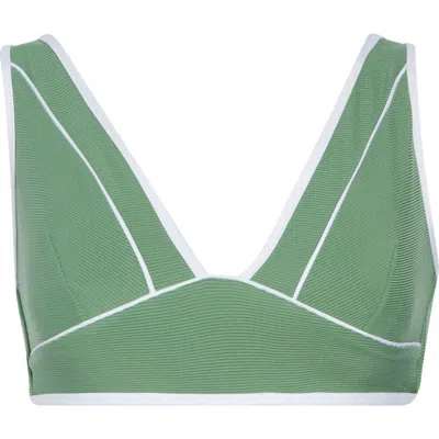 Sea Level Elite Paneled Longline Bikini Top In Olive