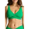 Sea Level Essentials Edit Cross Front Bikini Top In Green