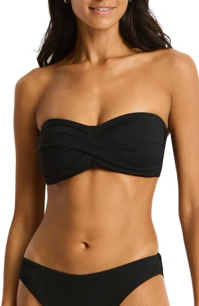 Sea Level Essentials Edit Twist Front Bikini Top In Black