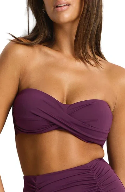 Sea Level Essentials Edit Twist Front Bikini Top In Brown