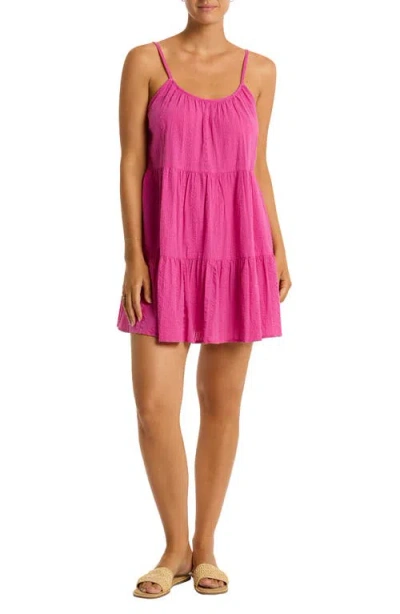 Sea Level Heatwave Cover-up Minidress In Pink