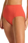 Sea Level Retro High Waist Bikini Bottoms In Flame