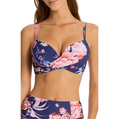 Sea Level Indochine Crossover Bikini Top In Blue