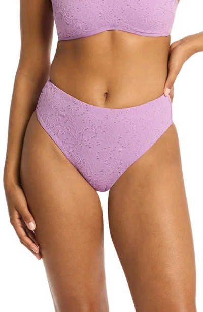 Sea Level Interlace Retro High Waist Bikini Bottoms In Lavender