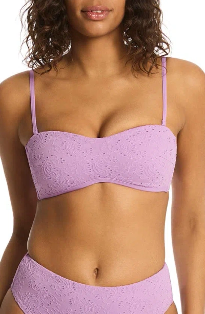 Sea Level Interlace Seamless Bandeau Bikini Top In Lavender