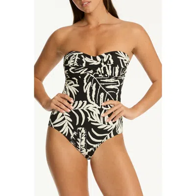 Sea Level Jungle Book Twist Bandeau One-piece Swimsuit In Black