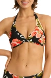 Sea Level Juniper Twist Front Multifit Bikini Top In Black
