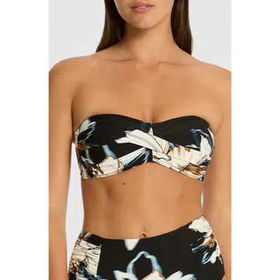 Sea Level La Luna Twist Front Bandeau Bikini Top In Black