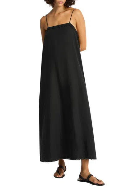 Sea Level Lace Detail Midi Cover-up Dress In Black