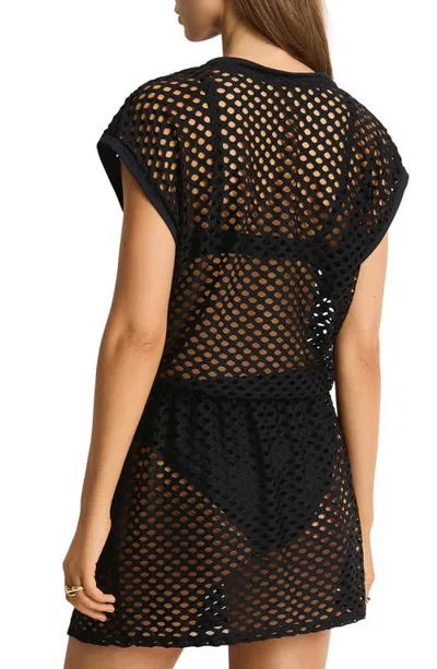 Sea Level Mesh Cover-up Dress In Black