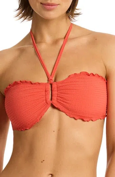 Sea Level Messina Ring Bandeau Bikini Top In Orange