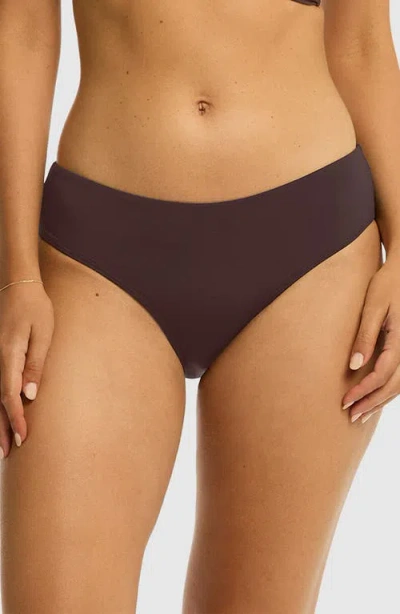 Sea Level Mid Bikini Bottoms In Brown