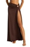 Sea Level Mythos Ring Detail Cover-up Maxi Skirt In Brown