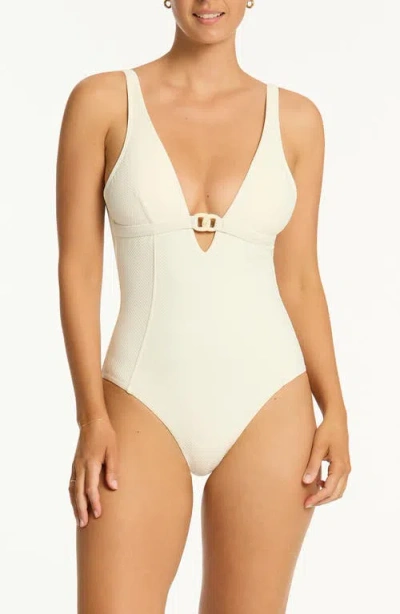 Sea Level Nautique Chain Link One-piece Swimsuit In White