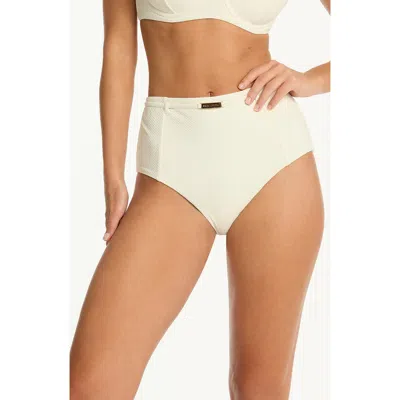 Sea Level Nautique Paneled High Waist Bikini Bottoms In White