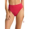 Sea Level Retro High Waist Bikini Bottoms In Raspberry
