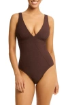 Sea Level Panel Line Multifit One-piece Swimsuit In Cocoa